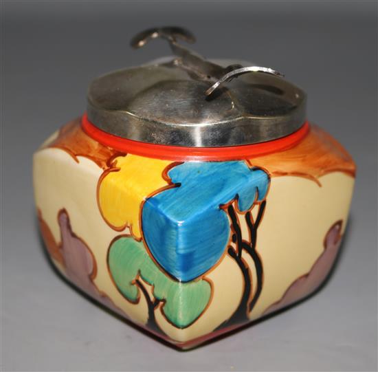 A Clarice Cliff Bizarre sugar bowl